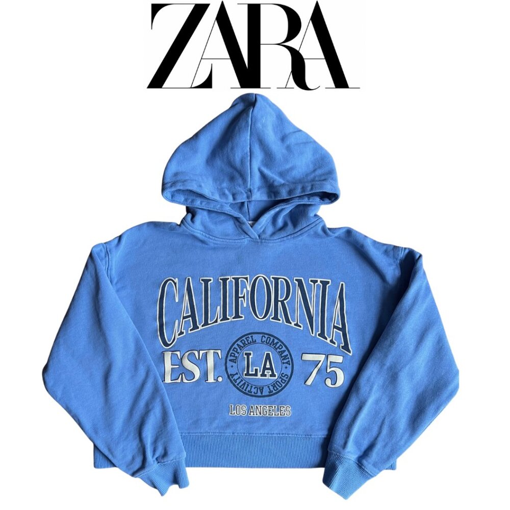 Zara Blue Cropped Hoodie Size 11-12